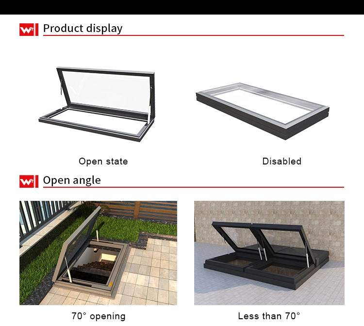Roof 48 X 48 Electric Automatic Aluminum Frame Skylight LED Ceiling Panel Artificial Aluminum Alloy Roof Access Glass Skylight